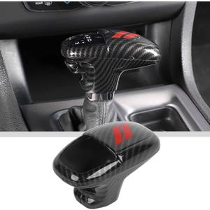JWWY Gear Shift Shifter Knobs Gear Selector Gear Lever Gearstick Knob Cover Trim for 2015-2026+ Dodge Challenger Charger 2018-2026+ Durango Interior Accessories Red Carbon Fiber 3pcs