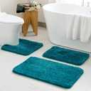 MIULEE 3 Pieces Bathroom Rugs and mats Sets Extra Thick Non Slip Microfiber Bath Mats and U-Shaped Contour Toilet Rug for Bath Room Floor Restroom,20"x30"+16"x24"+20"x20", Teal