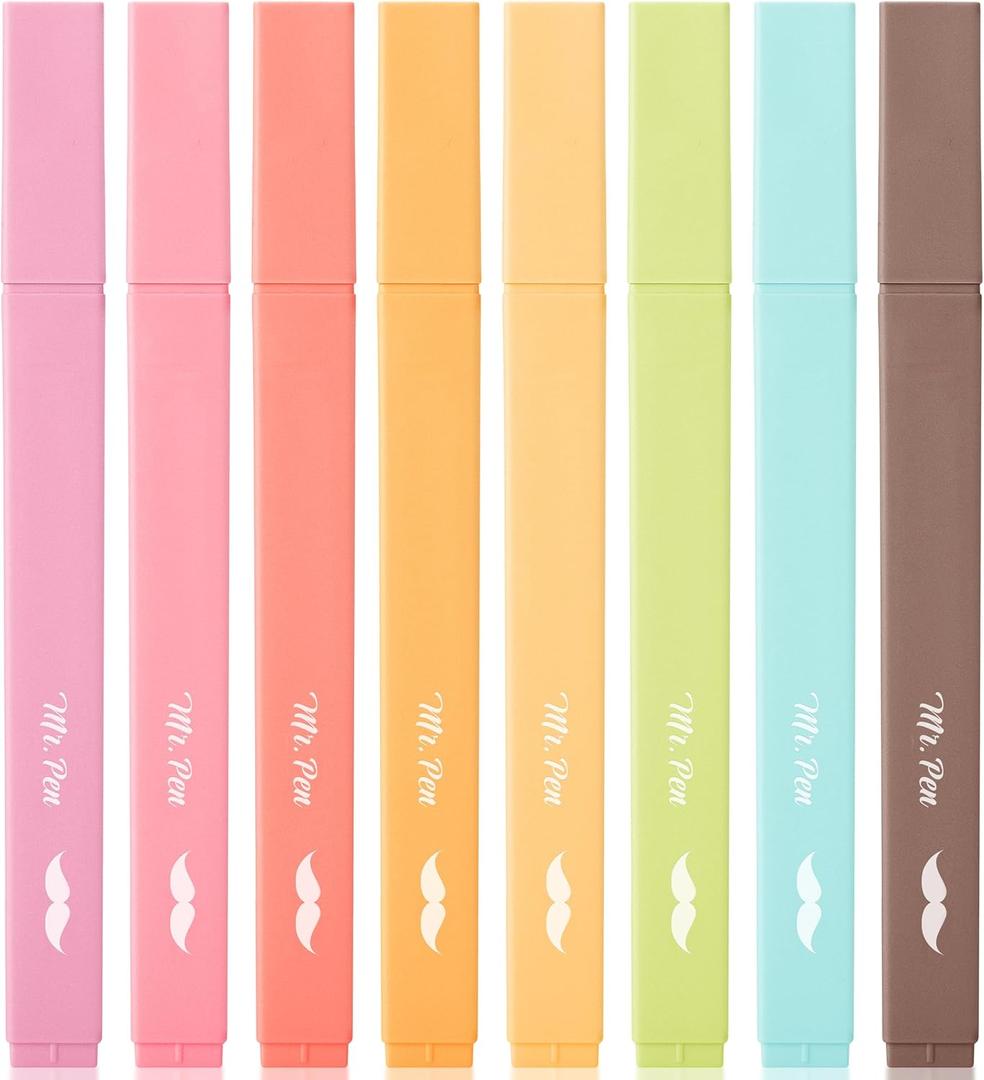 Mr. Pen- Aesthetic Highlighters, 8 pcs, Chisel Tip, Autumn Colors, Cute Highlighters Assorted Colors