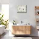 Minimalist Green Stripes Bathroom Framed Canvas Wall Art Bathtub Painting Picture Wall Decor Funny Bathroom Poster Print Artwork for Bedroom Living Room Restroom 16x24 Inch
