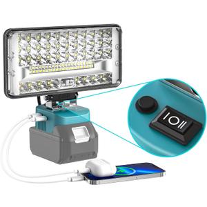 MtiolHig LED Work Light Compatible with Makita 18v Battery(Tool Only), 145W 14500Lumens Cordless Work Light - Flood Lighting with USB & Type-C Charging Emergency for Car Repair, Jobsite