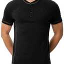 Dokotoo Men Men's Men's Henley Shirts Long Sleeve Casual Classic Tee Cotton Button Up Henley T-Shirts Black XX-Large