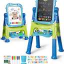 Lehoo Castle Easel for Kids, 4 in 1 Double Sided Kids Art Easel with Magnetic White Board & Chalk Board, Adjustable Standing Toddler Easel with Drawing & Writing Accessories - Gift for Boys and Girls
