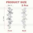 MECCANIXITY 2Pack Rhinestone Applique Patches, 13 x 4 Inches Silver Lace Embroidery Patches Sew on Rhinestone Beaded Sequins for Sewing Making Dresses Wedding Banquet Evening Gown Decoration