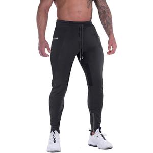FIRSTGYM Mens Joggers Sweatpants Slim Fit Workout Training Thigh Mesh Gym Jogger Pants with Zipper Pockets (Black, XL)