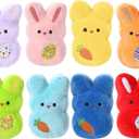 8 Pcs Easter Bunny Plush Toys with Carrot&Easter's Eggs Stuffed Animal Decorations Basket Easter Party Favors Gift