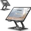 Tablet Stand Holder with Thickened 360° Rotating Base Dual Rod Adjustable Aluminum Stand for All 5.8-12.9 iPad Samsung Phone Tablet Kindle E-Reader and More, Black