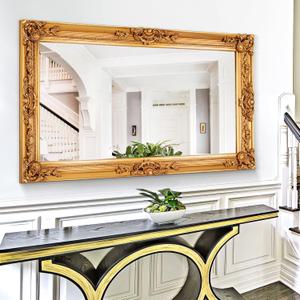 Chende Large Baroque Vintage Wall Mirror, 54.3" x 30.7", Gold Frame, Decorative for Living Room, Bathroom, Entrance