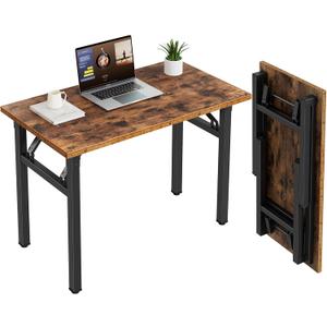 Need Small Folding Computer Desk, 35.8 Inch Writing Table, Rustic Brown