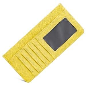jessimi Slim Long Wallet for Women & Men – Thin Card Holder with Coin Pocket, Compact Billfold, Perfect for Travel, Weddings, and Everyday Use Unisex (Vertical Yellow)