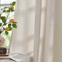 jinchan Ivory Linen Textured Curtains 90 Inches Long for Living Room Grommet Top Light Filtering Window Drapes for Bedroom 2 Panels