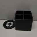 Extra Large Rotating Utensil Holder for Kitchen Counter, Large Wooden Utensil Holder with 4 Compartments, Black