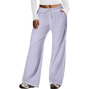 Sweetmoon Wide Leg Sweatpants Women Baggy Women's Tall Straight High Waisted Lounge Pants Workout Loose Lightweight Pockets (Purple, L)