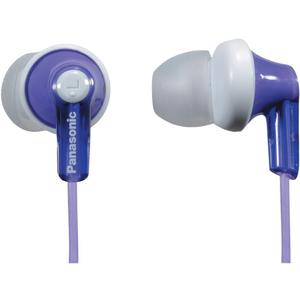 Panasonic ErgoFit Wired Earbuds, 3.5mm Jack In-Ear Headphones Wired with Dynamic Crystal-Clear Sound and Soft Ergonomic Custom-Fit Earpieces (S/M/L), for Phones and Laptops - RP-HJE120-V (Purple)