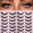 False Eyelashes 14mm Faux 3D Mink Lashes Natural Look Cat Eye Wispy Lashes Pack by Kiromiro, 14 Pairs