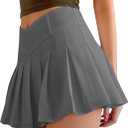 SOFIA'S CHOICE Women Sexy Pleated Mini Skirts Summer A Line Flare Skater SkirtGrey Small (Gray, S)