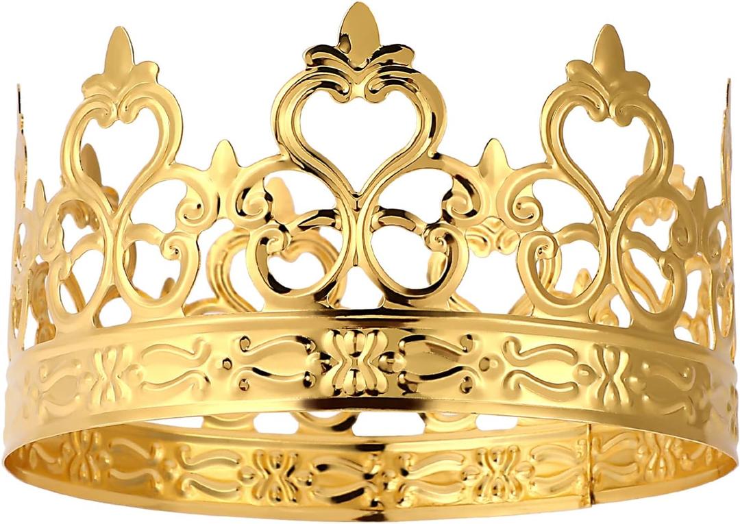 Cake Crown Decorative Crown Ornament Baking Cake Adornment Crown Birthday Cake Decoration for Wedding Birthday Party (Golden)