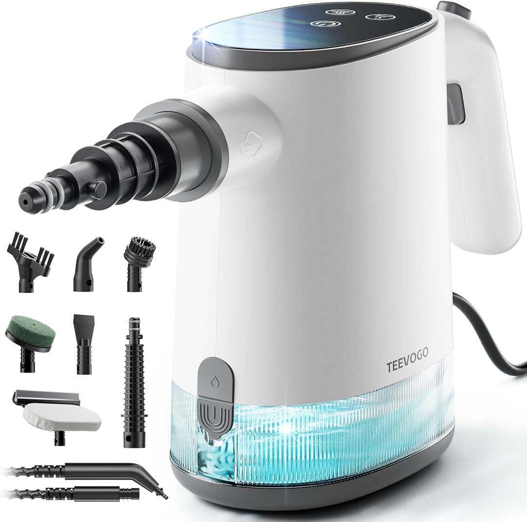 Handheld Steam Cleaner, 15s Fast Heating, Adjustable Steam, 650mL Large Water Tank, Pressurized Portable Steamer for Cleaning Home, Kitchen, Car, Bathroom, Tile, Furniture, Multi-Surface (White)