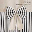 Farmhouse Shower Curtain Linen Bow Pleated Black Stripe 72"W x 72"L | Farmhouse Style, Chic Bow, Striped, Linen Fabric, Rustic, Country, Natural Look, Washable, for Bathroom Bathtub