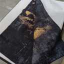 RELEANY Washable Area Rugs 6'x9' Non-Slip Modern Abstract Soft for Living Room Entryway Bedroom Nursery, Print Pattern, Dark Black Gold
