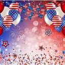 10x8ft 4th of July Patriotic Backdrop for Photography American Flag Stars Balloon Independence Day Background Veterans Day Banner Patriotic Party Decorations Photo Booth Props