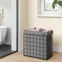 SONGMICS 29 Gal. (110L) Laundry Basket, Laundry Hamper, Collapsible Clothes Hamper, Removable and Washable Liner, Metal Wire Frame, for Bedroom Bathroom, Black and Gray ULCB111G01