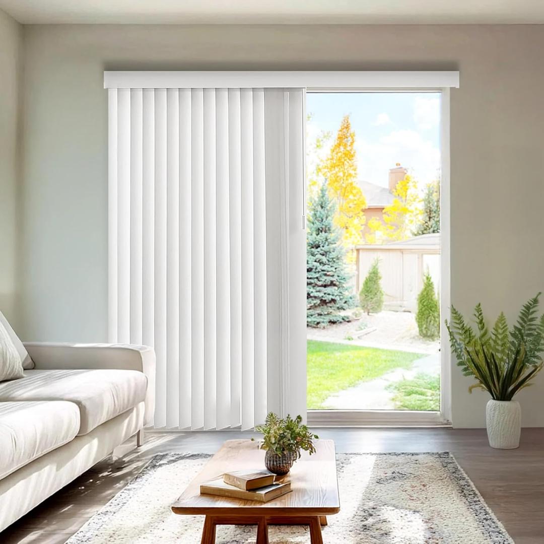 CHICOLOGY Vertical, Door, Shades, Blackout Blinds, Window Shade, for Sliding Doors Oxford White (Vinyl) 78" W X 84" H