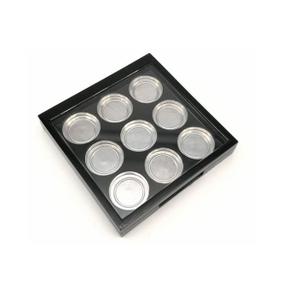 HLLMX 1 PCS Empty Eyeshadow Palette Portable Square Eyeshadow Box 9 Grids Cosmetics Storage Organizer 20mm Round Metal Pans for Eyeshadow Lipstick Blush Powder Pigment (Black)