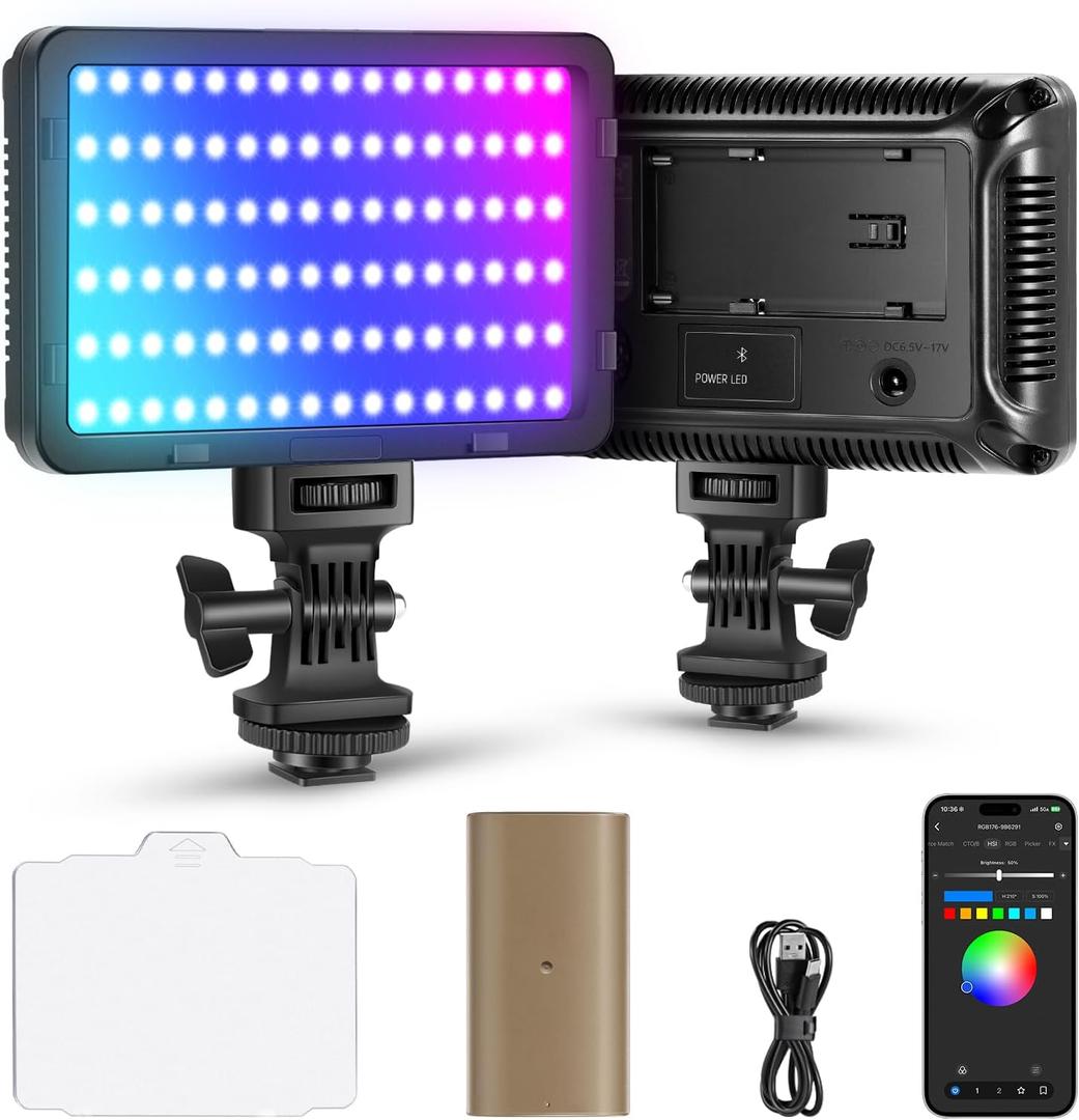 NEEWER RGB Video Light with 4000mAh NP-F750 Replacement Battery, APP Control 360 Full Color LED Camera Key Lighting CRI95+ Dimmable for Studio DSLR Camcorder Photography Recording Streaming, RGB176