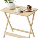 VECELO Folding Table, Modern Wood Portable Snack TV Trays, Easy to Clean & Assemble, for Living Room Bedroom Kitchen, Natural, 1 Pack