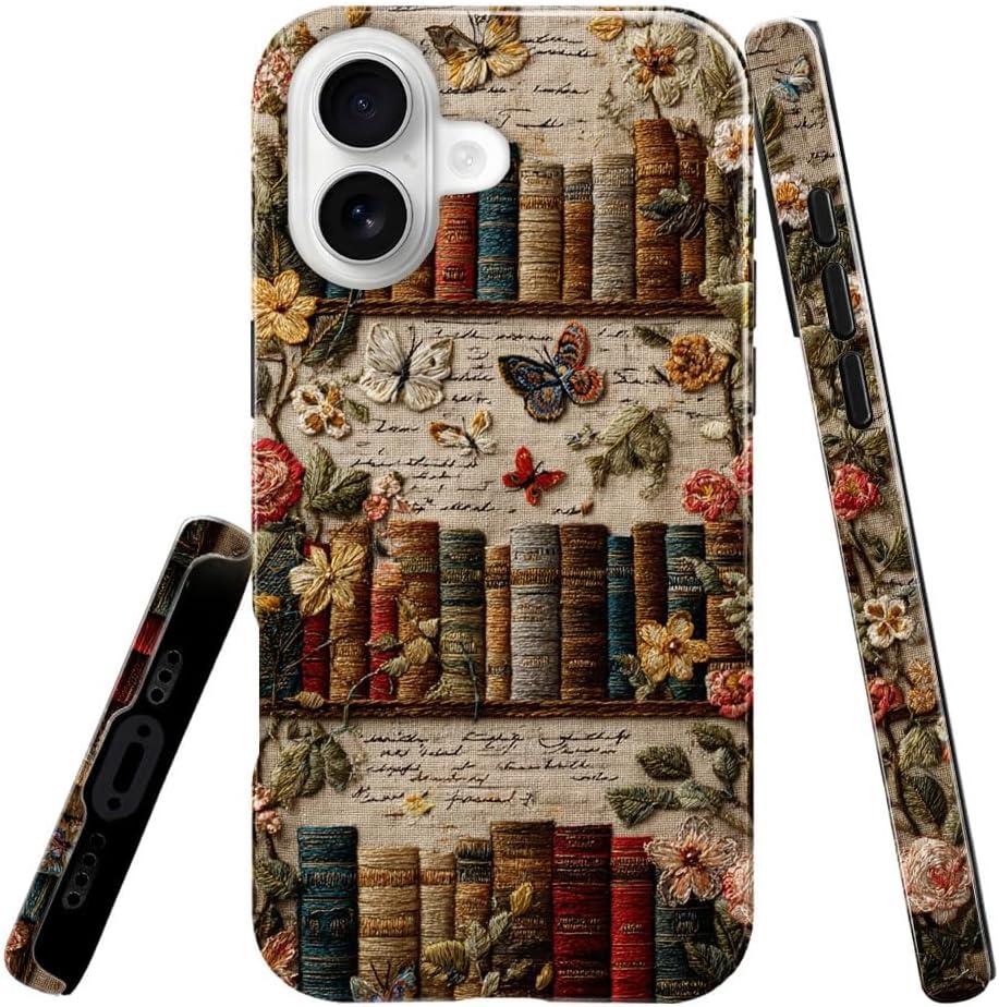 Compatible with iPhone 17 Case,Glossy Case All-Round Protection Shockproof Anti-Scratches TPU Cover,Cases for Man Woman-Antique Bookshelf