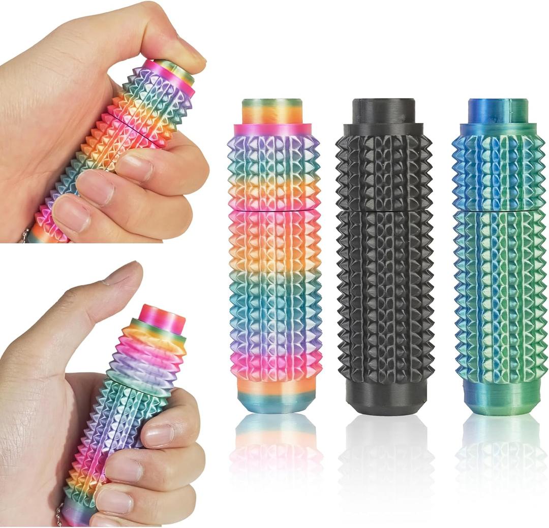 SnapMorph Little Ouchies Fidget Toys - All-in-One Pain Stim Toy with Spinning & Press Buttons for Anxiety Relief, Stress and Pain Relief Stimulation for Adults and Teens, 3PCS A