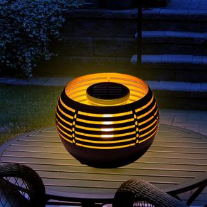 MAYSAK Solar Lantern Table Lamps with Amber Twinkling Glow, Waterproof Metal Landscape Fixture Dusk to Dawn for Outdoor Garden Tables, Balcony, Walkways, Bar Tabletop Create Romantic Ambiance