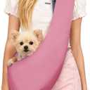 YUDODO Fashion Dog Sling Carrier for Small Dogs Lightweight Crossbody Pet Bag with Safety Strap, Pocket Storage, Machine Washable, Comfortable Travel & Outdoor Sling up to 9 lbs Pink