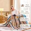 XIBLC Boho Blanket, 100% Cotton Farmhouse Decorative Throw Blanket, 60"x80" Reversible Bohemian Throw Blanket, Brown All Season Muslin Breathable Woven Blankets Quilt