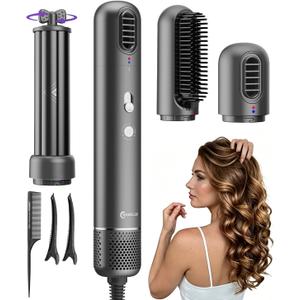Air Styler Wrap Multi-Styler Dual Direction Air Curler for Left & Right Curls Lightweight 110K RPM 800M Ionic 3-in-1 Hair Styling Tool for Curling, Straightening & Volumizing Travel Home