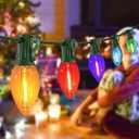 C7 Multicolor Christmas Lights Outdoor Indoor, 10FT LED String Lights with 10 Vintage Bulbs, Waterproof & Connectable, for Roofline, Christmas Tree, Patio, Garden, Porch Holiday Decor