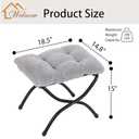 Welnow Folding Foot Stool, Upholstered Small Accent Ottoman with Detachable Thick Cotton Cushion Padded Sofa Stool and Metal Frame for Lazy Chair, Living Room, Bedroom, Plush Grey