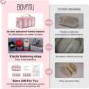 BOYATU Travel Makeup Bag Organizer Cosmetic Bag: 3 Pcs Set Make up Bags for Women with Handle - Waterproof Vegan Leather Toiletry Bags Travel Essentials Pouch with Compartments (F-03-Pink)