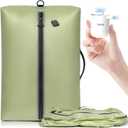 BAGAIL TPU Vacuum Bag for Travel, Reusable Compression Bag with IPX8 Waterproof Zipper, Save Space for Suitcase, Backpack and Carry on (Green, Large, With Pump)