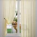 Yancorp Non-See-Through Velvet Opaque Privacy Curtains 2 Panels Drapes for Living Room Bedroom Doorway Divider Semi Sheer Curtain Off-White Cream Light Yellow Kitchen Window Panels (Cream, W52 xL84)