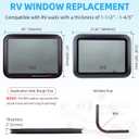 RV Window for Trailer Camper, 30" W x 22" H RV Exit Window with Net Screen and Trim Ring RV Window for Cargo Trailer Camper for 1-1/2" to 1-4/5" Thick Walls, DOT Approved