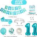 Trgowaul 11th Birthday Decorations for Girls, Banner, 11 Years Old Sash and Crown, Cake Topper, 11 Number Balloon, Teal Blue 11th Birthday Party Supplies