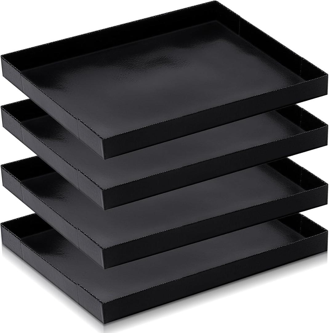 4 Pcs 8.5 x 11.5 x 1 Inch PTFE Solid Oven Basket Non Stick Cooking Basket Cooking Trays for Quick Oven Accessories Baking Chips Chicken Wings Bread Heating