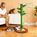 2026 New DIY 9+ Installation Styles 42" Cactus Cat Scratching Post with Self-Grooming Brush and Ball Toy | Modular Sisal Cat Scratching Post for Indoor Cats and Kittens, Customizable Cat Furniture