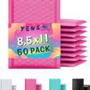 Yens Poly Bubble Mailers Waterproof Self Seal Adhesive Shipping Bags, Cushioning Padded Envelopes for Shipping, Mailing (Hot Pink, 8.5x12-50 PC)