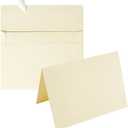 Wishop Pack Self-Adhesive Envelopes with Fold Cards for Wedding Invitations, Greeting Cards, Baby Shower, Letter Mailing (Cream Color, 5x7)