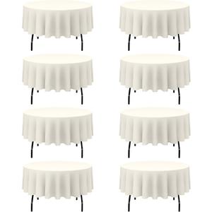 BRILLMAX 8 Pack Ivory Round Tablecloths 90 Inch for 60 Tables - 150 GSM Polyester Fabric, 15" Standard Drop, Water, Stain & Wrinkle Resistant Cloth Cover for Wedding Reception Banquet Dining