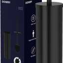 DOWRY Toilet Brush and Holder for Bathroom Storage Organization Deep Cleaning Covered Brush Cleaner Black Toilet Brush with 2 Brush Holders,Black Round