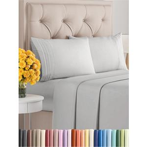 King Size 4 Piece Sheet Set - Extra Soft, Breathable & Cooling Sheets - Hotel Luxury Durable Bed Sheets for Women & Men - Deep Pockets, Easy-Fit & Wrinkle-Free Sheets - Soft Grey Oeko-Tex Bed Sheets